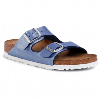 Klapki damskie Birkenstock Arizona BS regular metaliczne niebieskie r. 41