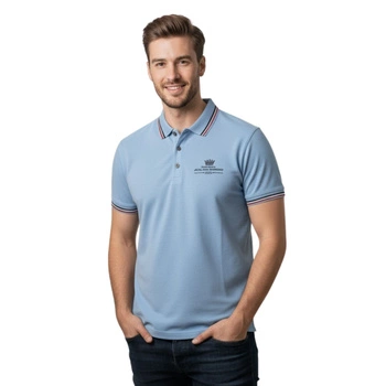 Koszulka męska Jean-Louis Scherrer Neo polo niebieska bawełniana