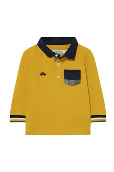 Koszulka chłopięca Mayoral polo długi rękaw żółta