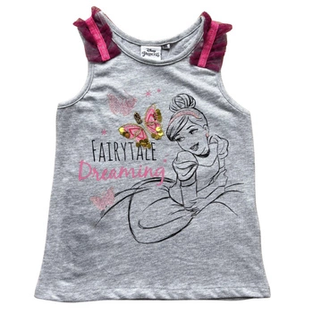 Koszulka dziewczęca Disney Princess na ramiączkach szara bawełniana
