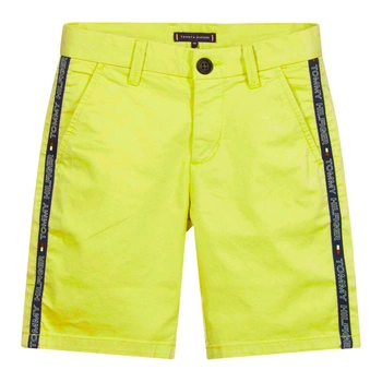 Spodenki chłopięce Tommy Hilfiger szorty neonowe zielone z lampasami