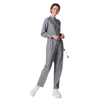 Kombinezon damski Pepe Jeans Cara granatowy w paski koszulowy fason