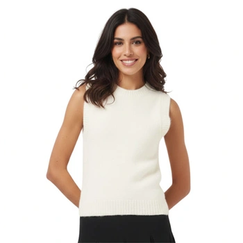 Kamizelka damska Zara elegancka z dzianiny kremowa