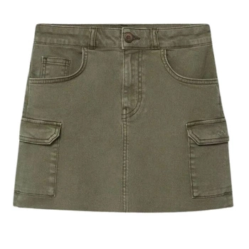 Spódnica dziewczęca Mango bawełniana bojówka zielona