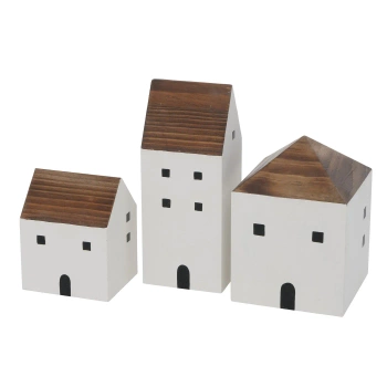 Komplet dekoracji BOLTZEXMAS 3 sztuki drewniane domki świąteczna ozdoba