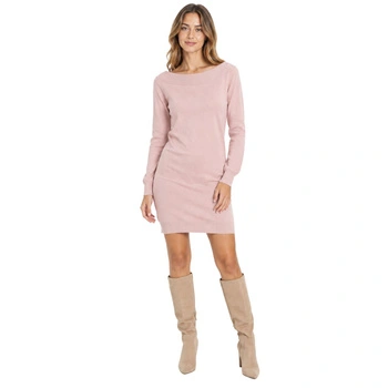 Sukienka swetrowa D&Z Fashion dzianinowa z wełną różowa r. M