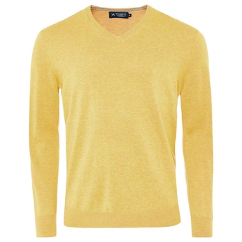 Sweter męski Hackett London V-Neck bawełna jedwab żółty
