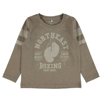 Koszulka chłopięca Name It Noel z długim rękawem bawełniana brązowa