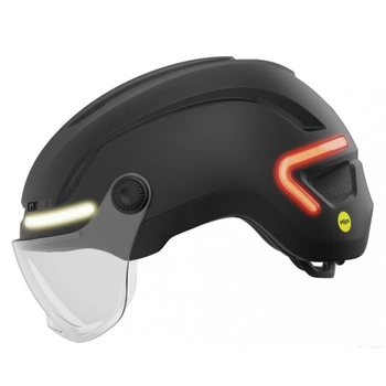 Kask rowerowy Giro Ethos Shield Integrated MIPS miejski LED z szybką czarny