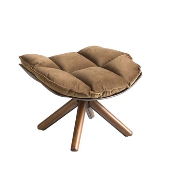 Drewniany podnóżek Angel Cerdá Ottoman z welurową poduszką