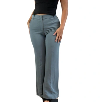 Spodnie damskie Zara eleganckie stalowy niebieski wide leg
