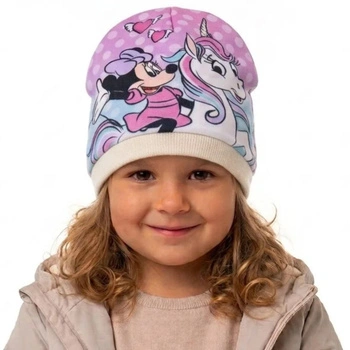 Czapka dla dziewczynki Disney Myszka Minnie zimowa z białym polarem r. 52