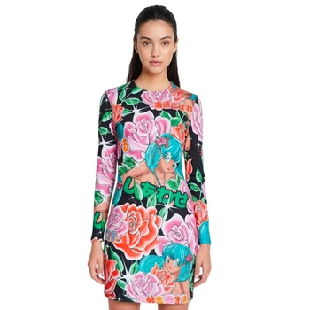Sukienka damska Desigual x María Escoté mini dopasowana z długim rękawem r. S