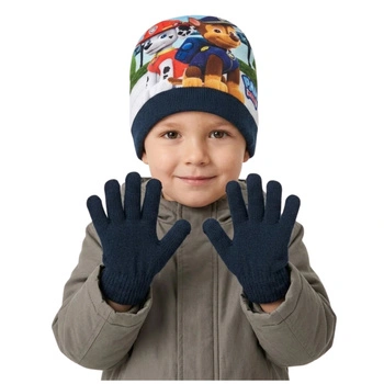 Komplet czapka rękawiczki Paw Patrol zimowy granatowy r. 52