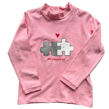 Koszulka dziewczęca Chicco bawełniana różowa z półgolfem