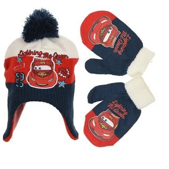 Komplet czapka rękawiczki Disney Mc Queen dla chłopca zimowy granatowa