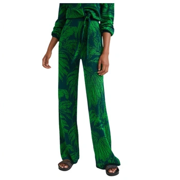 Spodnie damskie Desigual Danubio zielone dzianinowe