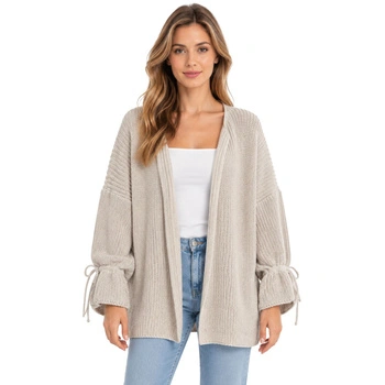 Sweter damskie Nare narzutka kardigan beżowy r. XL
