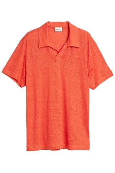 Koszulka męska Gant Linen Ss Polo polówka lniana pomarańczowa