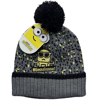 Czapka dziecięca Minions dla chłopca zimowa z pomponem