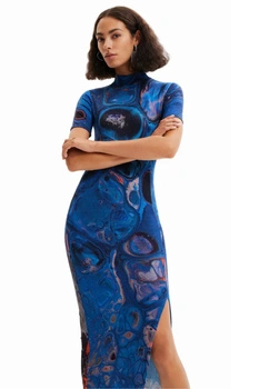 Sukienka damska Desigual Hian niebieska długa