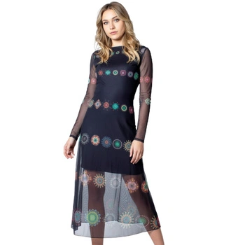 Sukienka damska Desigual Kingston midi z tiulową warstwą r. S
