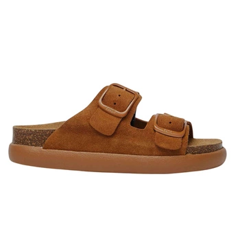 Klapki damskie Scholl Noelle skórzane wygodne brązowe