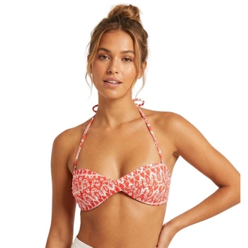 Góra od bikini Billabomg Bandeau Twist czerwono-biały