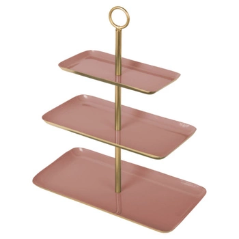 Patera trzypoziomowa Present Time różówo-złota żelazna 36 cm