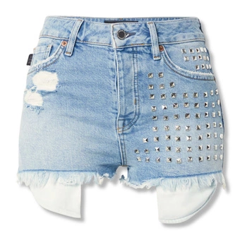 Spodenki damskie Superdry Embroidery jeansowe z cekinami