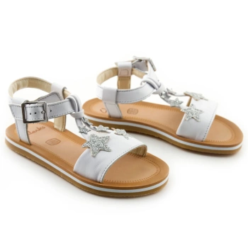 Sandały dziewczęce Clarks Finch skórzane białe w gwiazdki