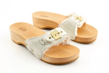 Klapki damskie Scholl Pescura Heel Leather drewniaki z futerkiem skórzane r. 37