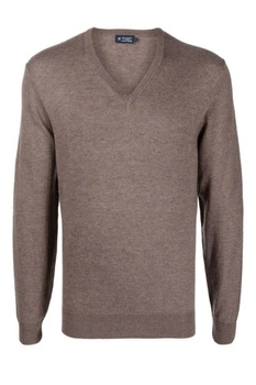 Sweter męski Hackett London wełna merino brązowy