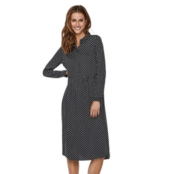 Sukienka damska Vero Moda Fia Ls Calf koszulowa czarna w groszki r. S