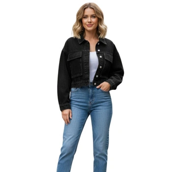 Kurtka damska Zara jeansowa crop czarna