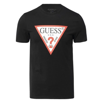 Koszulka męska Guess Logo bawełniana czarna z nadrukiem