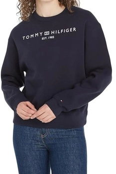 Bluza damska Tommy Hilfiger Logo dresowa granatowa klasyczna z polarem