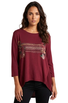 Bluzka damska Desigual Dorotea bordowa luźna
