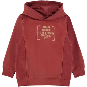 Bluza chłopięca Name It Mrakan z kapturem hafty napisy brązowa