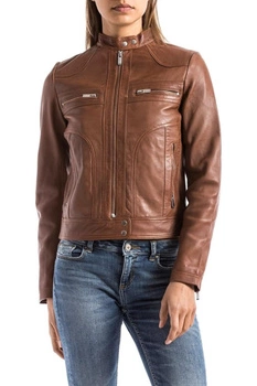 Kurtka damska Blue Wellford Madeira skórzana brązowa