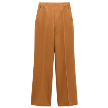 Spodnie damskie Zara wide leg z wysokim stanem brązowe