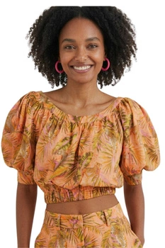 Bluzka damska Desigual Safari crop top pomarańczowa r. S