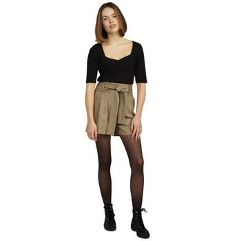 Spodenki damski Naf Naf eleganckie beżowe w pepitkę