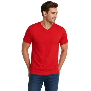 Koszulka męska Fruit of the Loom Valueweight V-Neck klasyczna czerwona t-shirt r. XL