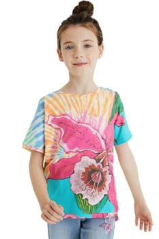 Koszulka dziewczęca Desigual Estocolmo Tie-Dye kwiat orchidea r. 104