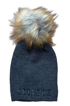 Czapka damska Le Temps Des Perises szara z pomponem