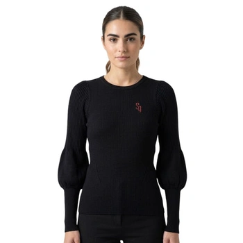 Sweter damska Siquanone Otavio czarny prążkowany dopasowany