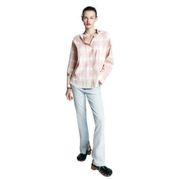 Koszula damska Zara oversize z printem tie-dye różowa r. M