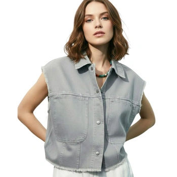 Kamizelka damska Zara jeansowa na guziki