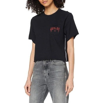 Koszulka damskie Hurley Metal Blades czarna z kieszonką